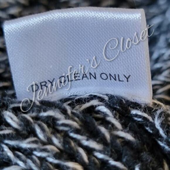 Firth Women's Black and White Faux Leather Trim Sweater Dust Coat Size Small - Picture 10 of 12